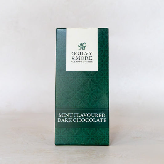 Mint chocolate with 'Ogilvy & More' branding on a white background