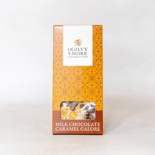 Box of Ogilvy & More milk chocolate caramel galore on a white background