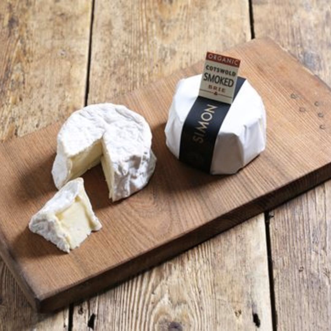 Two rounds of cotswold smoked brie