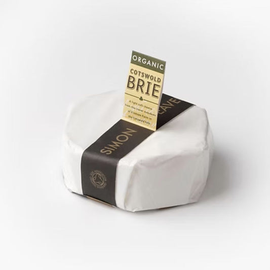 Round of organic cotswold brie