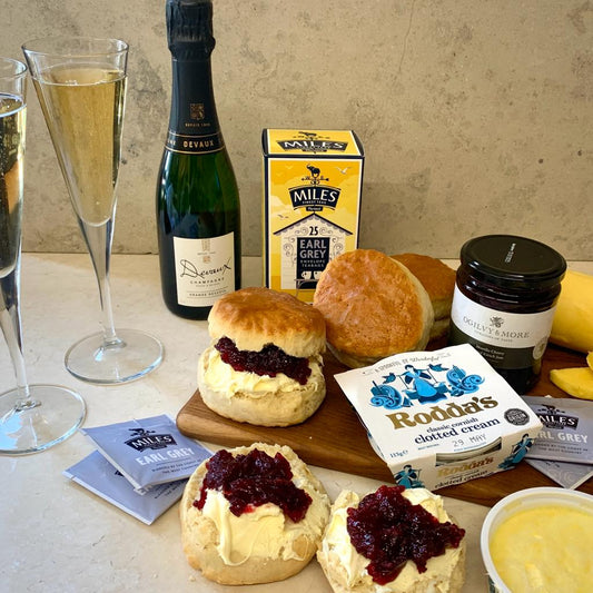 West Country Cream Tea - Huge Plain Scones with Champagne