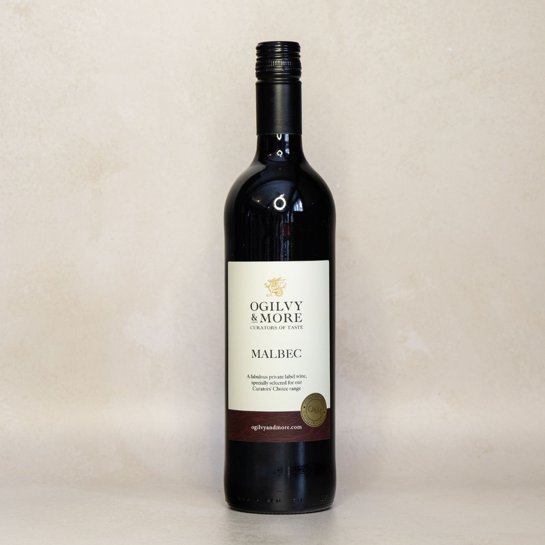Bottle of Ogilvy & More Malbec red wine