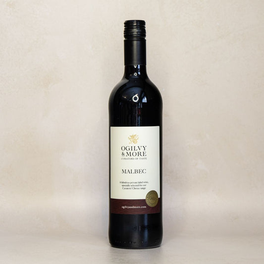 Bottle of Ogilvy & More Malbec red wine