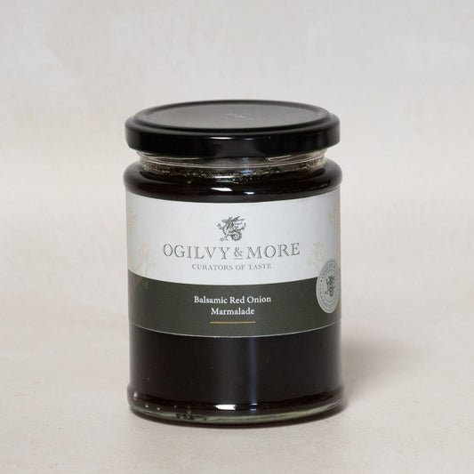 Jar of Ogilvy & More Balsamic Red Onion Marmalade on a light gray background