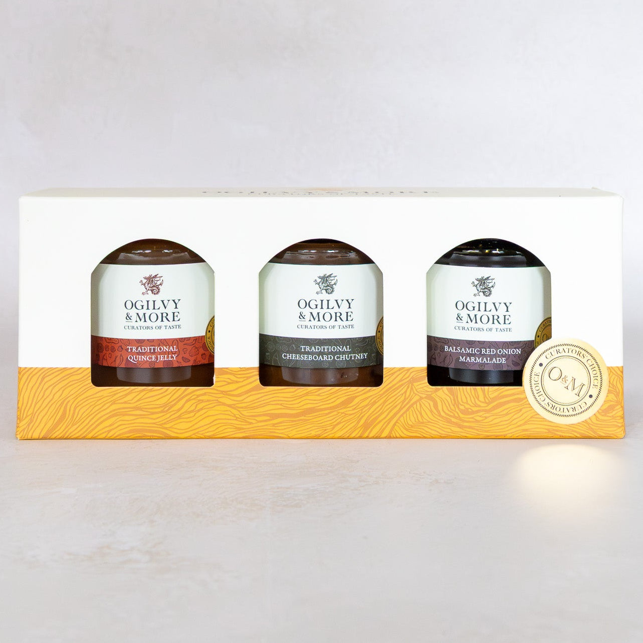 Ogilvy & More Cheese Lovers trio canisters in a box on a light gray background