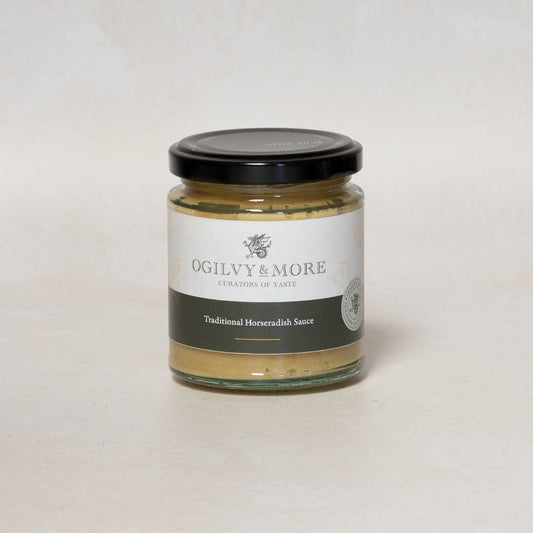 Jar of Ogilvy & More Horseradish Sauce on a white background