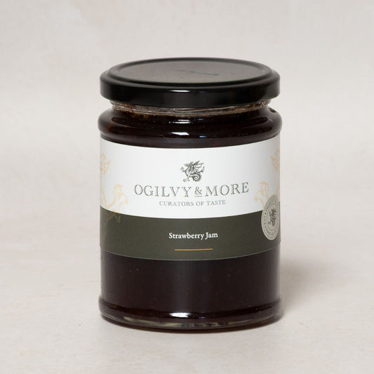 Jar of Ogilvy & More Strawberry Jam on a light background