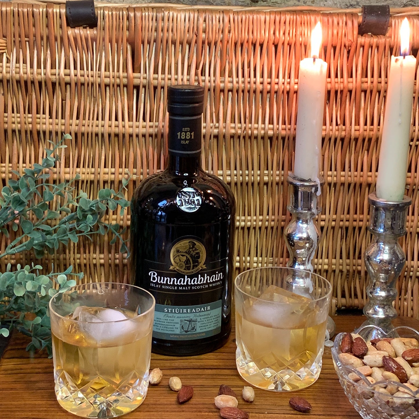 Bunnahabhain Islay Single Malt Scotch Whisky with O&M Truffle Salted Mixed Nuts