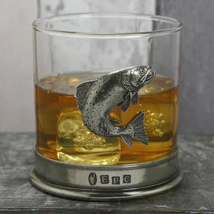 Whisky Tumbler with Pewter Trout